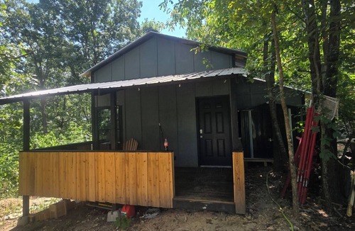 Powell House | Cozy Modern Cabin with Vaulted Ceilings, Office room and Spacious Covered Porch