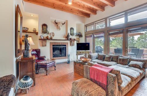 Nambe Pueblo House | Heated Pool Access! Mtn-View Santa Fe Home, Patio