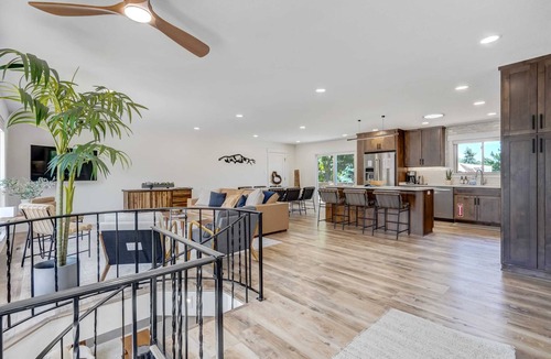 Northeast Colorado Springs House | Hot tub, fire pit, and deck | Mountain view in COS