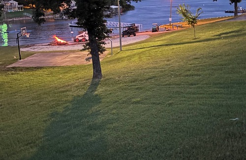 Cleora Cabin | Log Cabin with a waterfront view. Access to boat ramp and swimming dock!