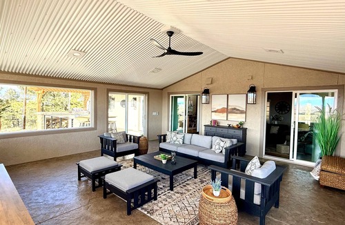 Colorado Springs House | Upscale Black Forest Retreat - Pikes Peak Views · Sunroom · Firepit · 10 Acres
