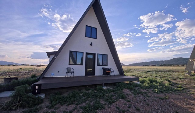 Cabin 1 | Sirius - A-frame cabin with loft, full kitchen, and ranch views