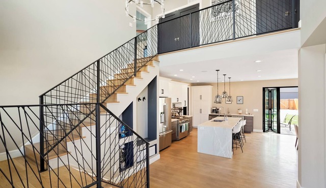 Urban Perfection! Modern Home, 2 Primary BRs, hot tub, boccee, game room, patio.