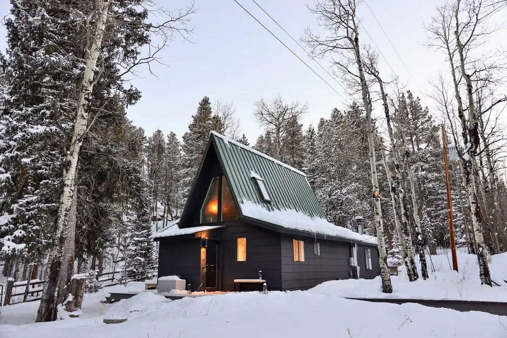 Evergreen Cabin | Scandinavian A-Frame Forest Cabin w/ Hot Tub