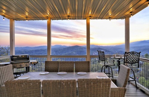 Chalet Village North Cabin | STUNNING Luxury Cabin! BREATHTAKING Views! 4 Master Suites! 3 Decks & Fire Pits!